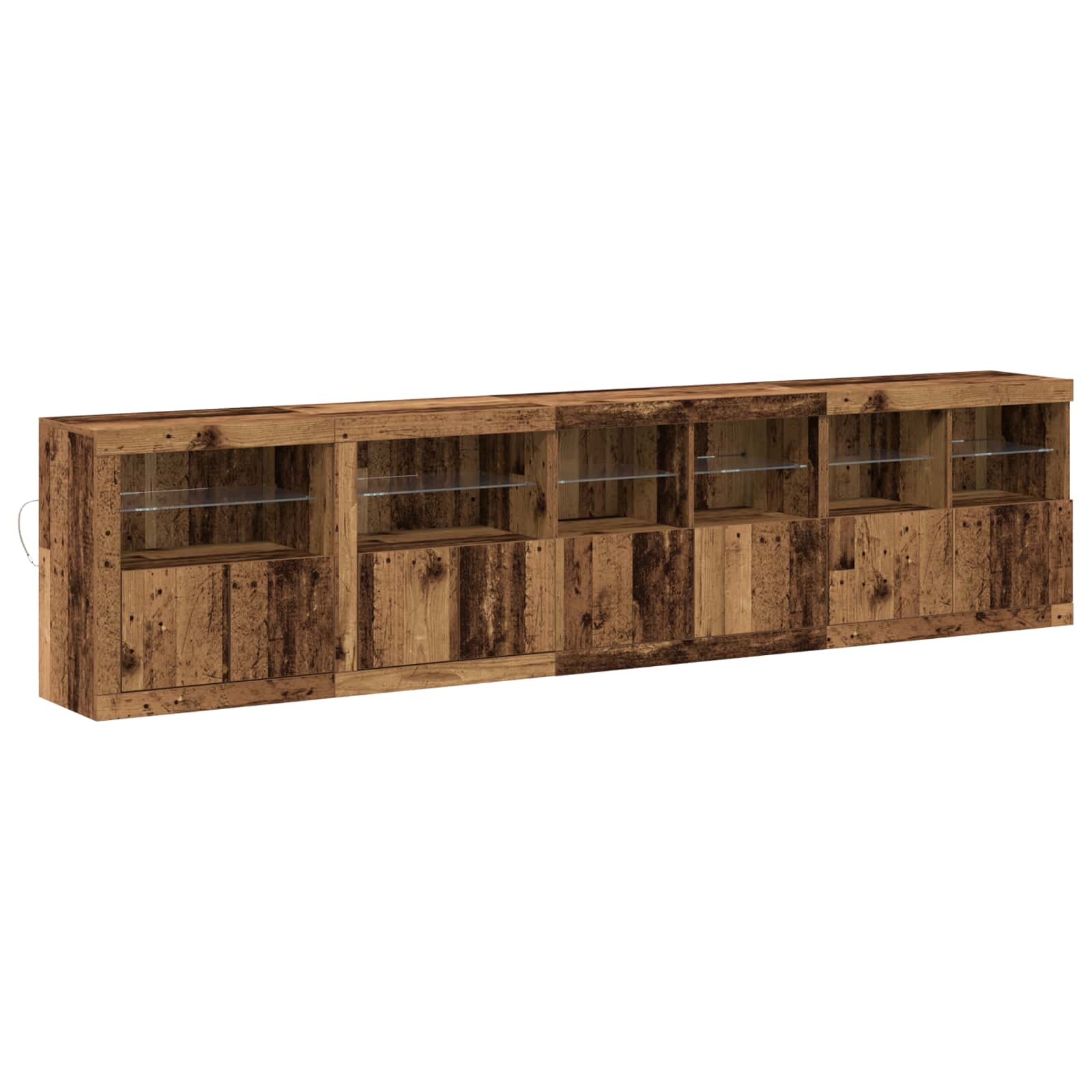 LED Sideboard Oudhout 283 x 37 x 67 cm Bewerkt hout