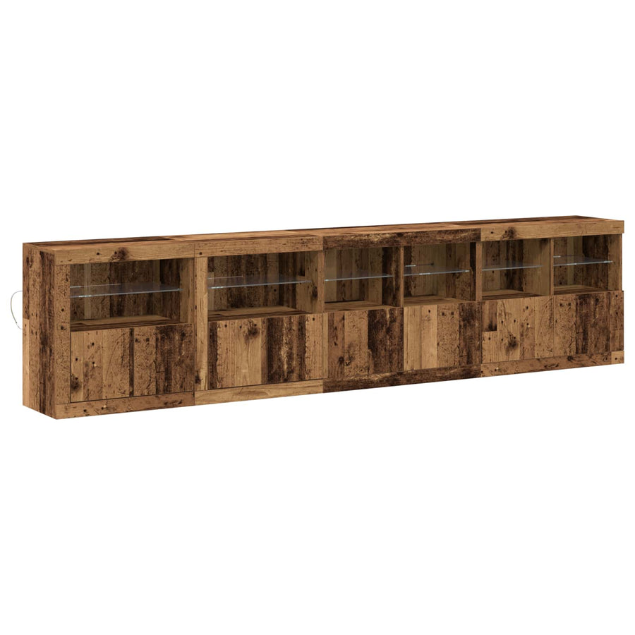 LED Sideboard Oudhout 283 x 37 x 67 cm Bewerkt hout
