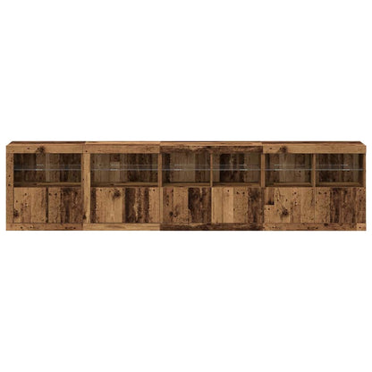 LED Sideboard Oudhout 283 x 37 x 67 cm Bewerkt hout