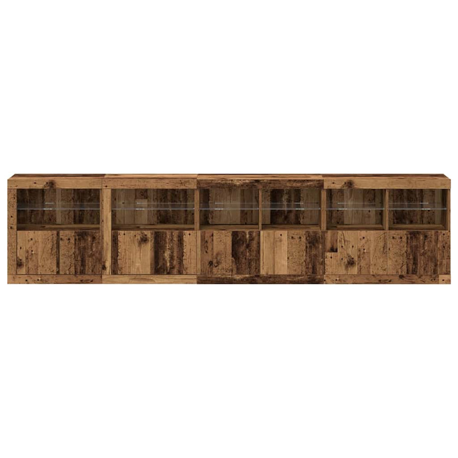 LED Sideboard Oudhout 283 x 37 x 67 cm Bewerkt hout