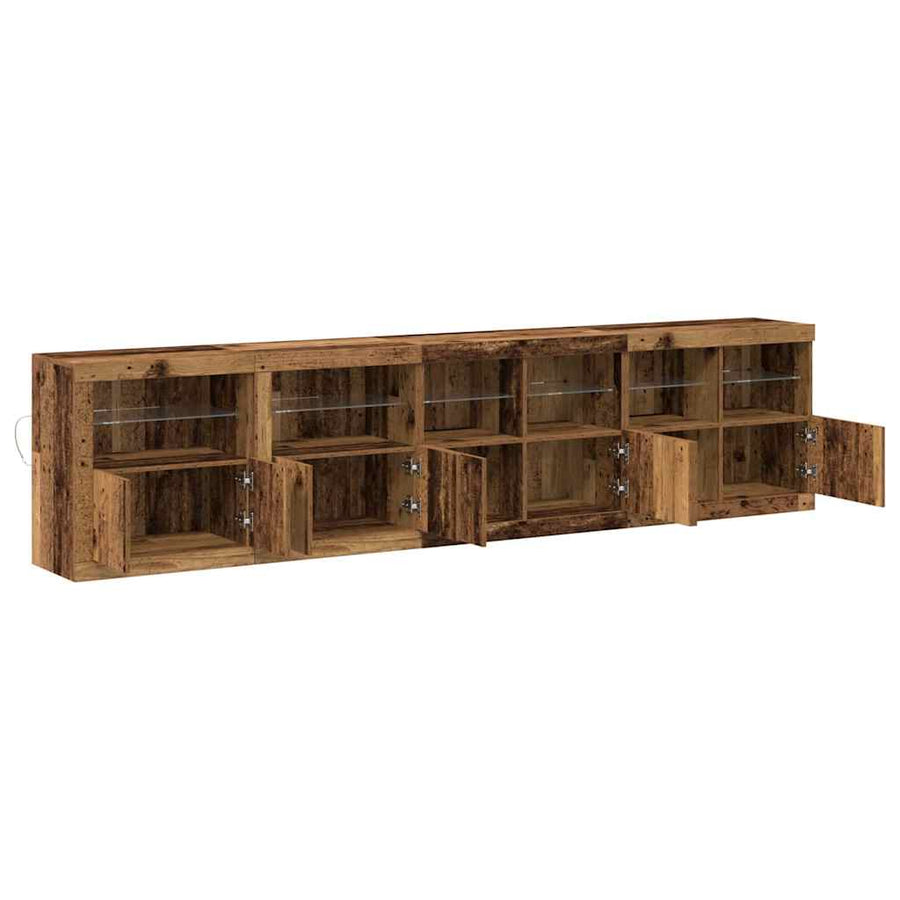 LED Sideboard Oudhout 283 x 37 x 67 cm Bewerkt hout
