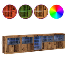 LED Sideboard Oudhout 283 x 37 x 67 cm Bewerkt hout