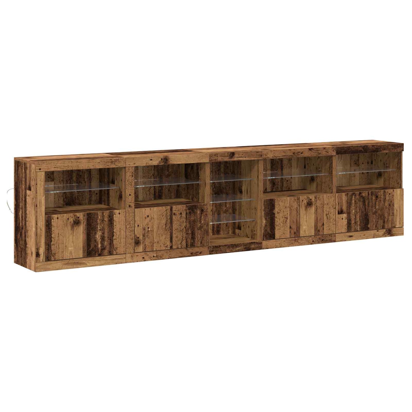 LED Sideboard Oudhout 283 x 37 x 67 cm Bewerkt hout