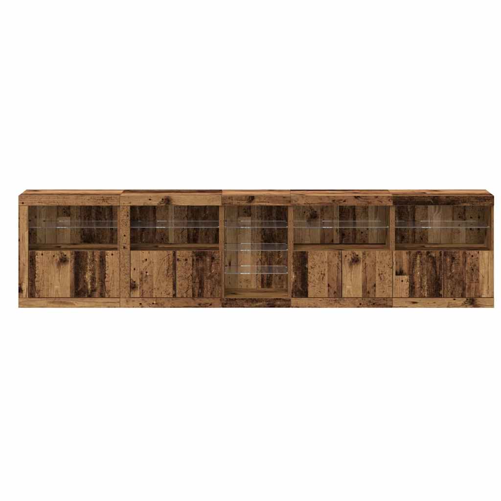LED Sideboard Oudhout 283 x 37 x 67 cm Bewerkt hout