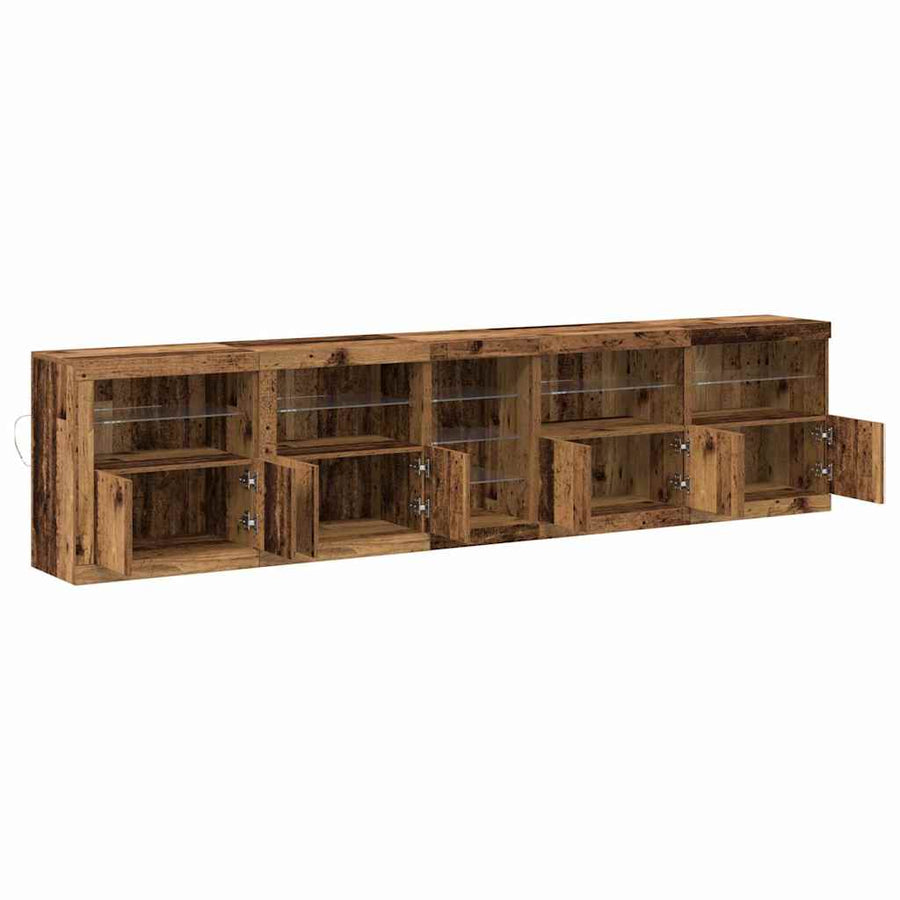 LED Sideboard Oudhout 283 x 37 x 67 cm Bewerkt hout