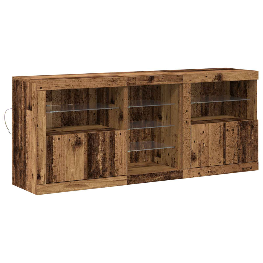LED Sideboard Oudhout 162 x 37 x 67 cm Bewerkt hout