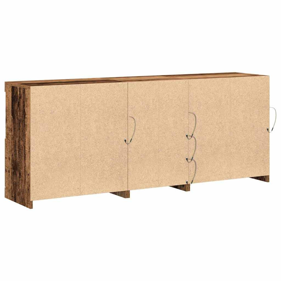LED Sideboard Oudhout 162 x 37 x 67 cm Bewerkt hout