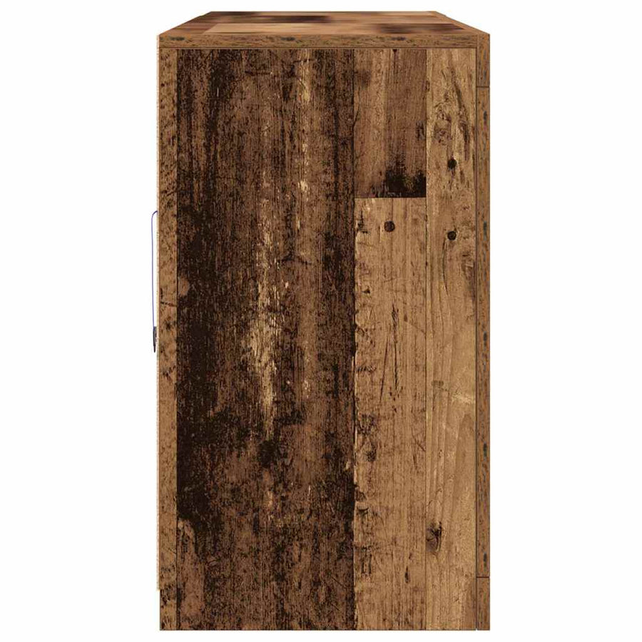 LED Sideboard Oudhout 162 x 37 x 67 cm Bewerkt hout