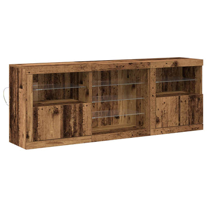 LED Sideboard Oudhout 181,5 x 37 x 67 cm Bewerkt hout