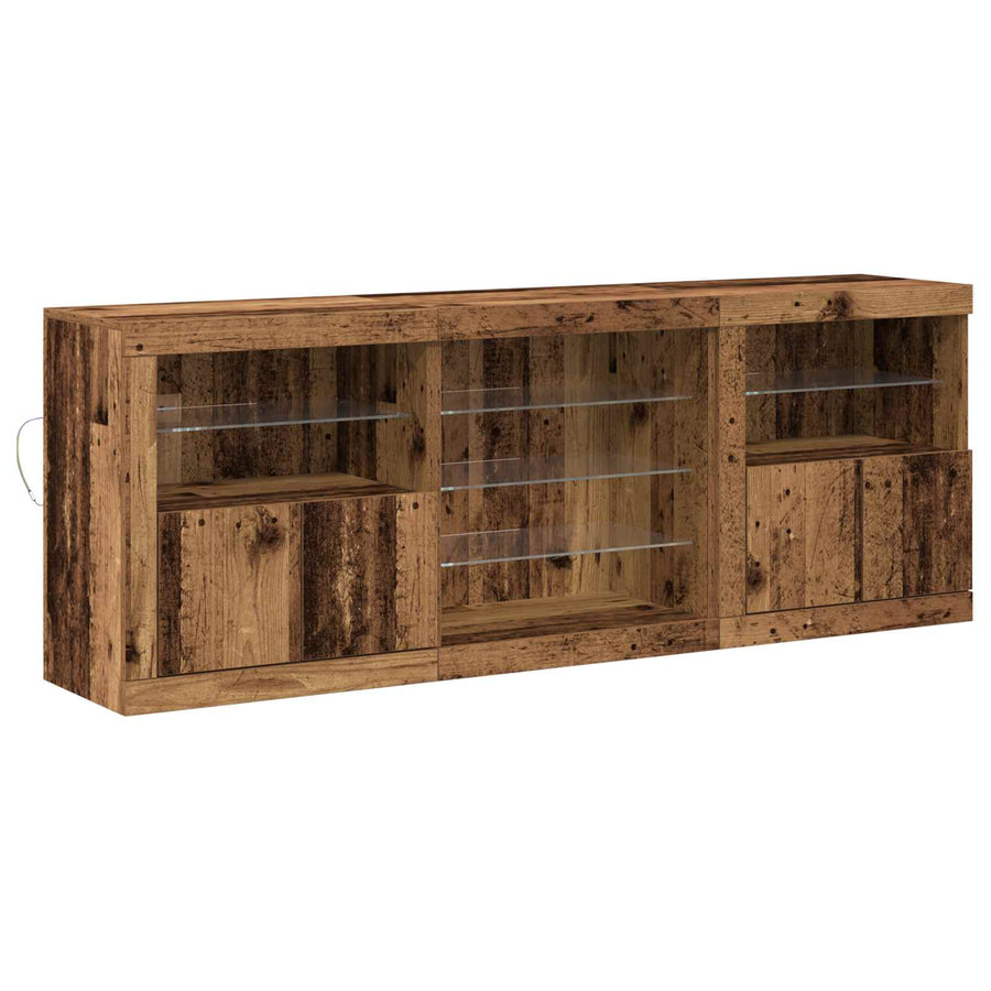 LED Sideboard Oudhout 181,5 x 37 x 67 cm Bewerkt hout