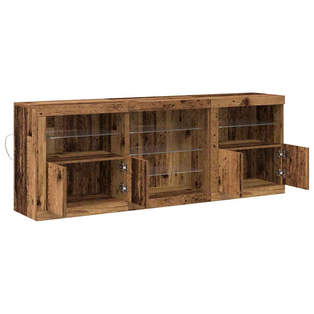 LED Sideboard Oudhout 181,5 x 37 x 67 cm Bewerkt hout