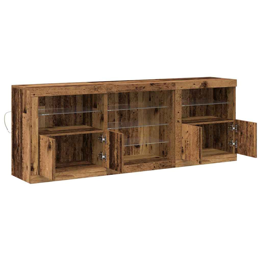 LED Sideboard Oudhout 181,5 x 37 x 67 cm Bewerkt hout