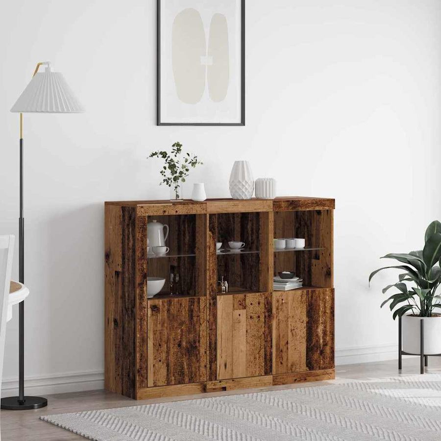 Dressoir 3 pcs Oud hout 123 x 37 x 100 cm Bewerkt hout