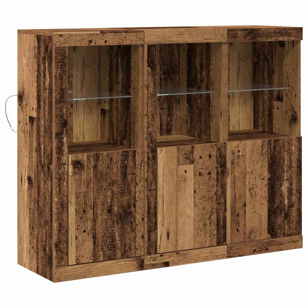 Dressoir 3 pcs Oud hout 123 x 37 x 100 cm Bewerkt hout