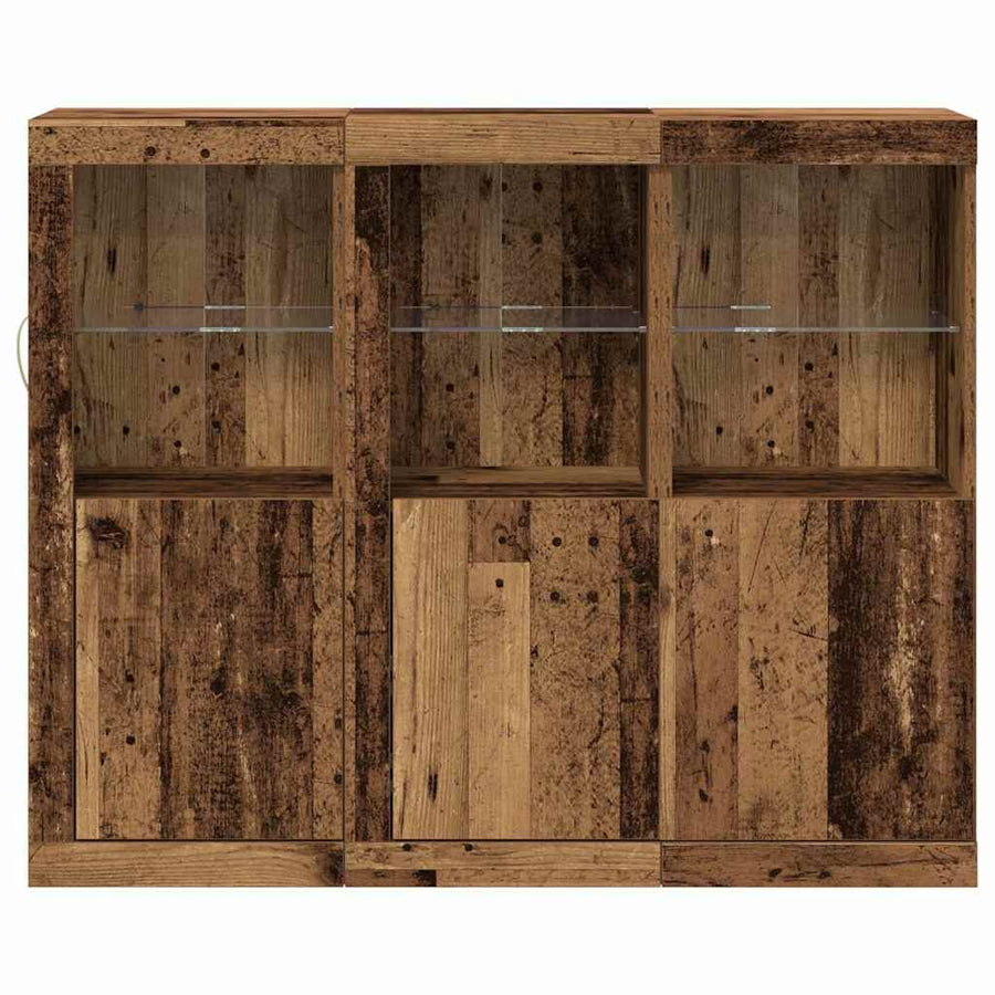 Dressoir 3 pcs Oud hout 123 x 37 x 100 cm Bewerkt hout