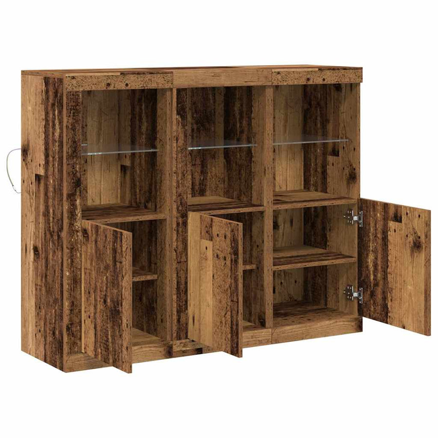 Dressoir 3 pcs Oud hout 123 x 37 x 100 cm Bewerkt hout