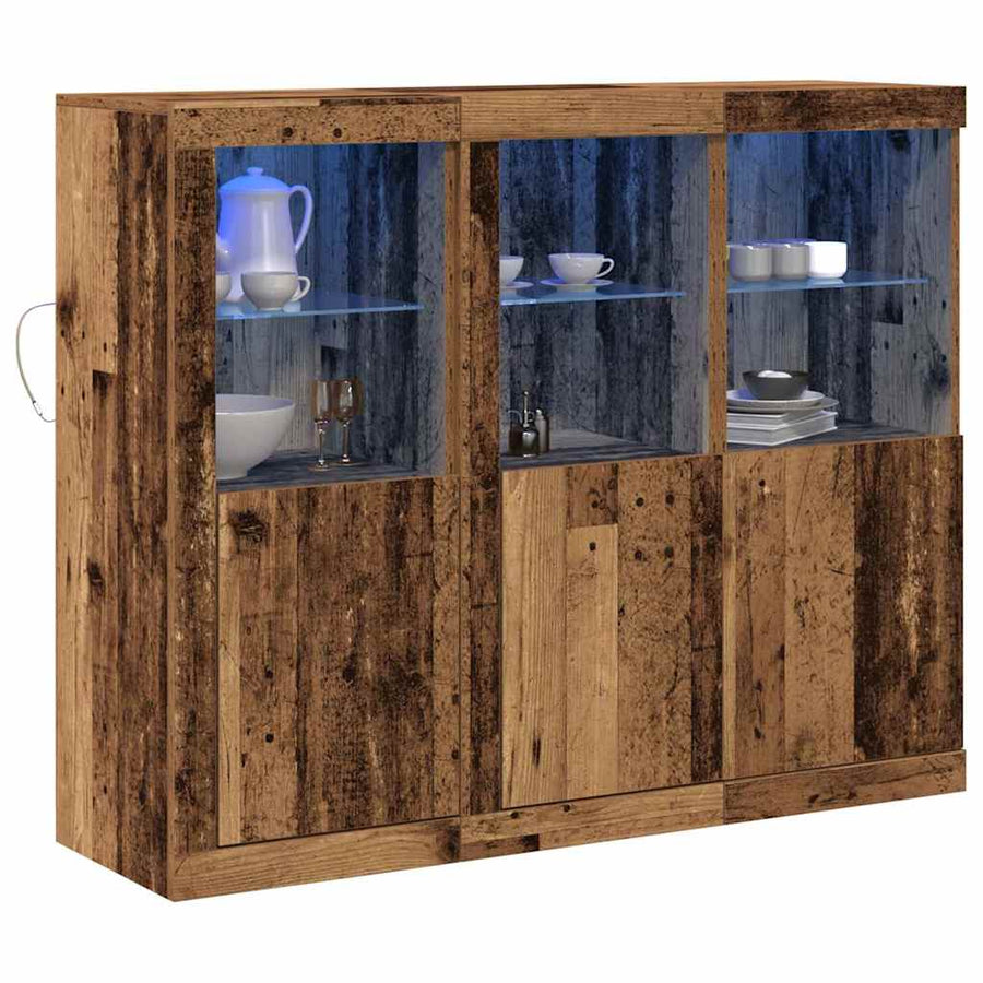 Dressoir 3 pcs Oud hout 123 x 37 x 100 cm Bewerkt hout