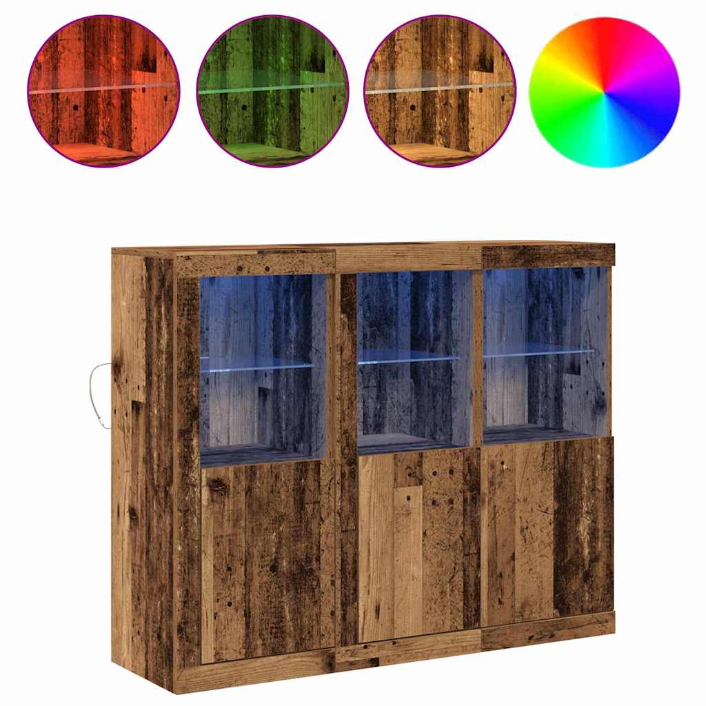 Dressoir 3 pcs Oud hout 123 x 37 x 100 cm Bewerkt hout