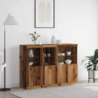 Dressoir bewerkt hout 142,5x37x100 cm oudhout met LED