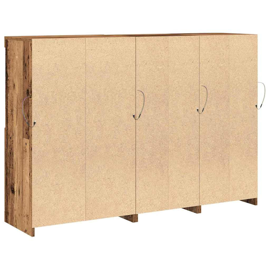 LED Sideboard Oudhout 142,5 x 37 x 100 cm Bewerkt hout