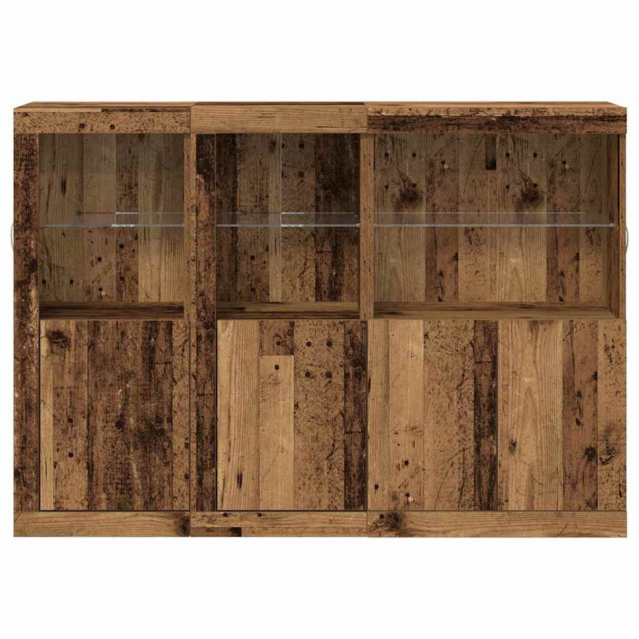 LED Sideboard Oudhout 142,5 x 37 x 100 cm Bewerkt hout