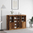 Dressoir oud hout 142,5x37x100 cm LED