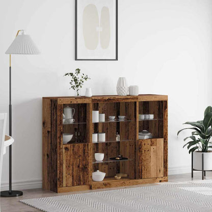 Zijtafel Met Led-Verlichting 142.5X37X100 Cm Geengineerd Hout Oud hout