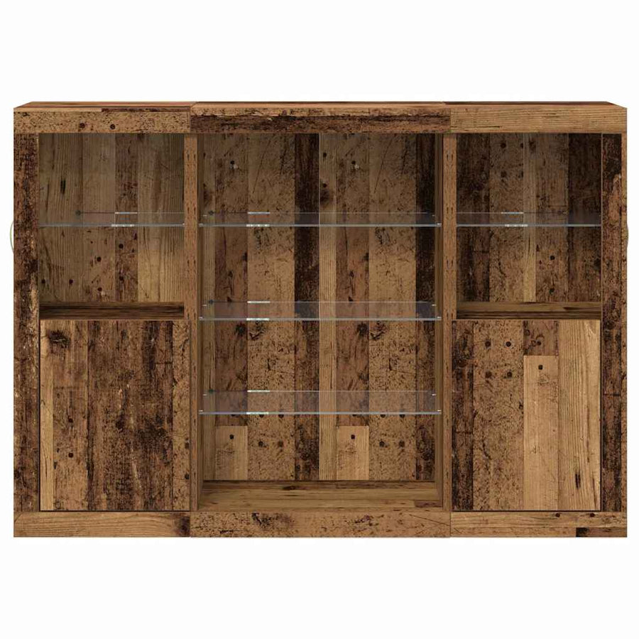 Zijtafel Met Led-Verlichting 142.5X37X100 Cm Geengineerd Hout Oud hout