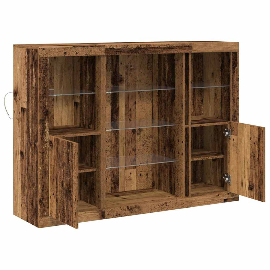 Zijtafel Met Led-Verlichting 142.5X37X100 Cm Geengineerd Hout Oud hout