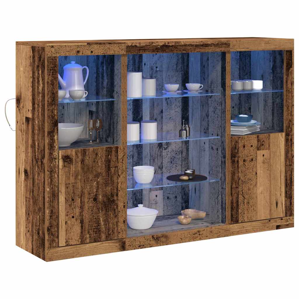 Zijtafel Met Led-Verlichting 142.5X37X100 Cm Geengineerd Hout Oud hout