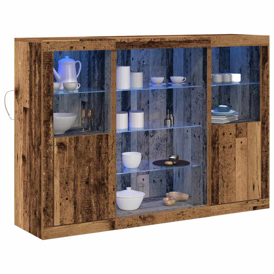 Zijtafel Met Led-Verlichting 142.5X37X100 Cm Geengineerd Hout Oud hout
