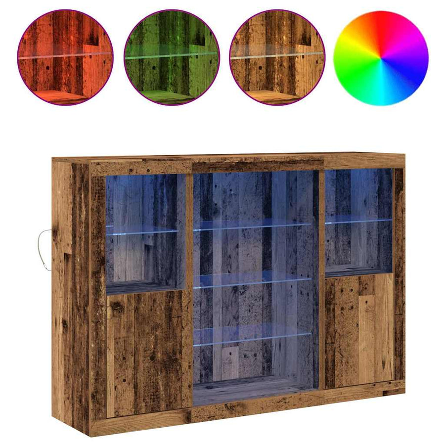 Zijtafel Met Led-Verlichting 142.5X37X100 Cm Geengineerd Hout Oud hout