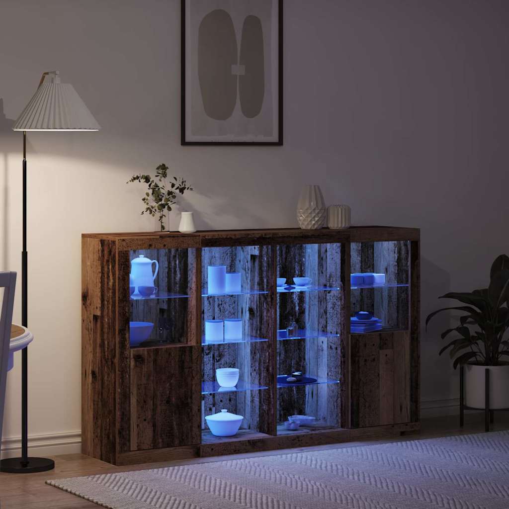 LED Sideboard Oudhout 163 x 37 x 100 cm Bewerkt hout