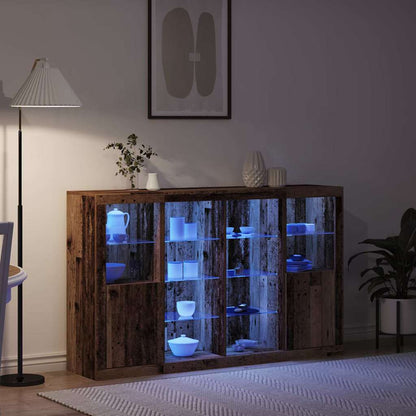 LED Sideboard Oudhout 163 x 37 x 100 cm Bewerkt hout