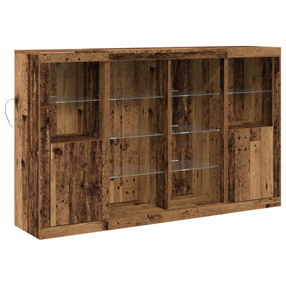 LED Sideboard Oudhout 163 x 37 x 100 cm Bewerkt hout