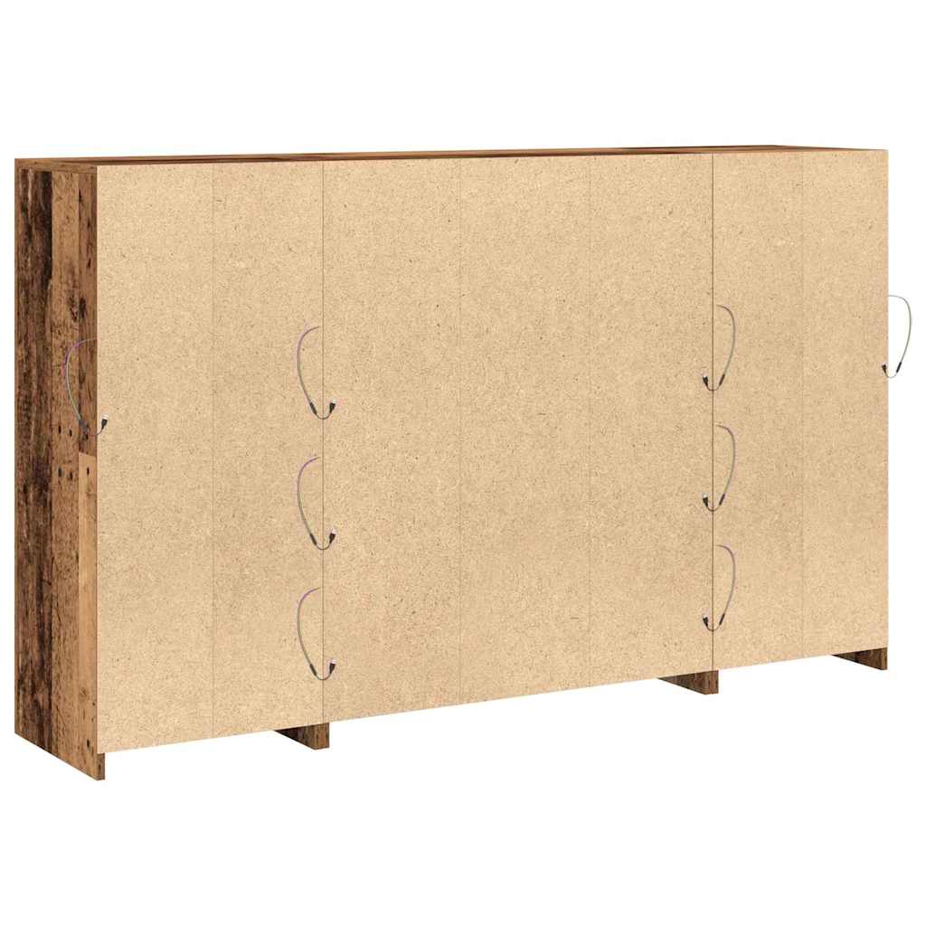 LED Sideboard Oudhout 163 x 37 x 100 cm Bewerkt hout