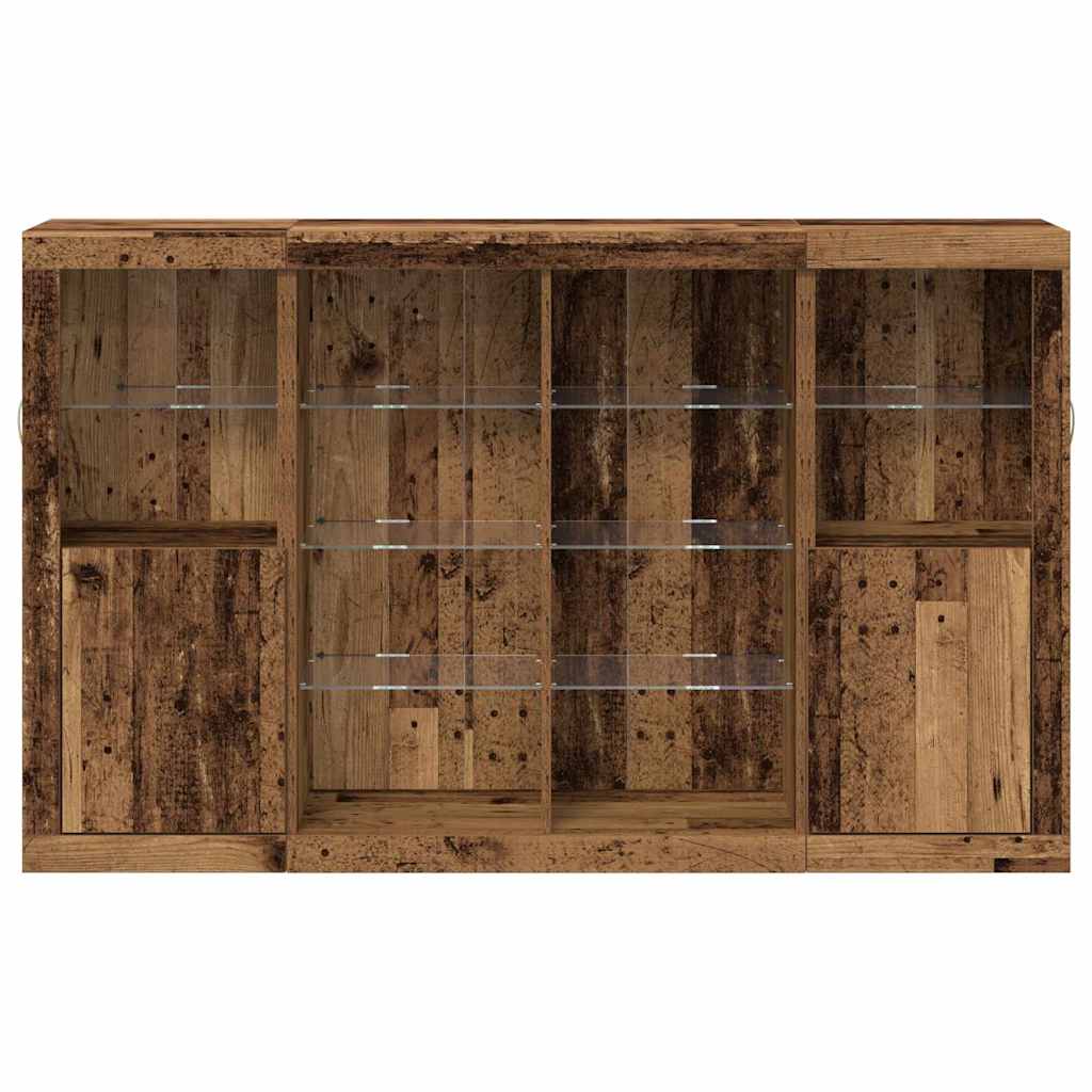 LED Sideboard Oudhout 163 x 37 x 100 cm Bewerkt hout