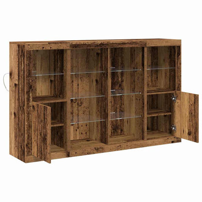 LED Sideboard Oudhout 163 x 37 x 100 cm Bewerkt hout