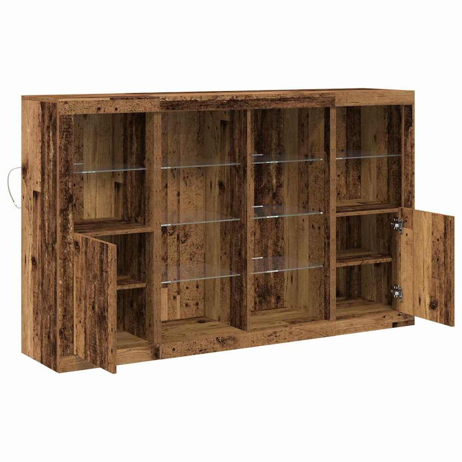 LED Sideboard Oudhout 163 x 37 x 100 cm Bewerkt hout