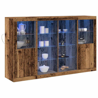 LED Sideboard Oudhout 163 x 37 x 100 cm Bewerkt hout