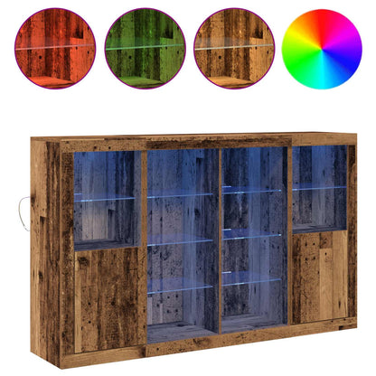 LED Sideboard Oudhout 163 x 37 x 100 cm Bewerkt hout