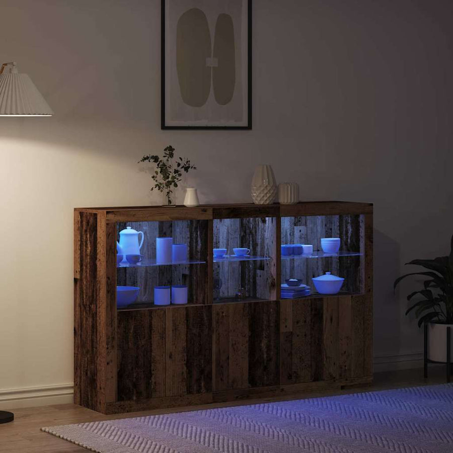 LED Sideboard Oudhout 162 x 37 x 100 cm Bewerkt hout