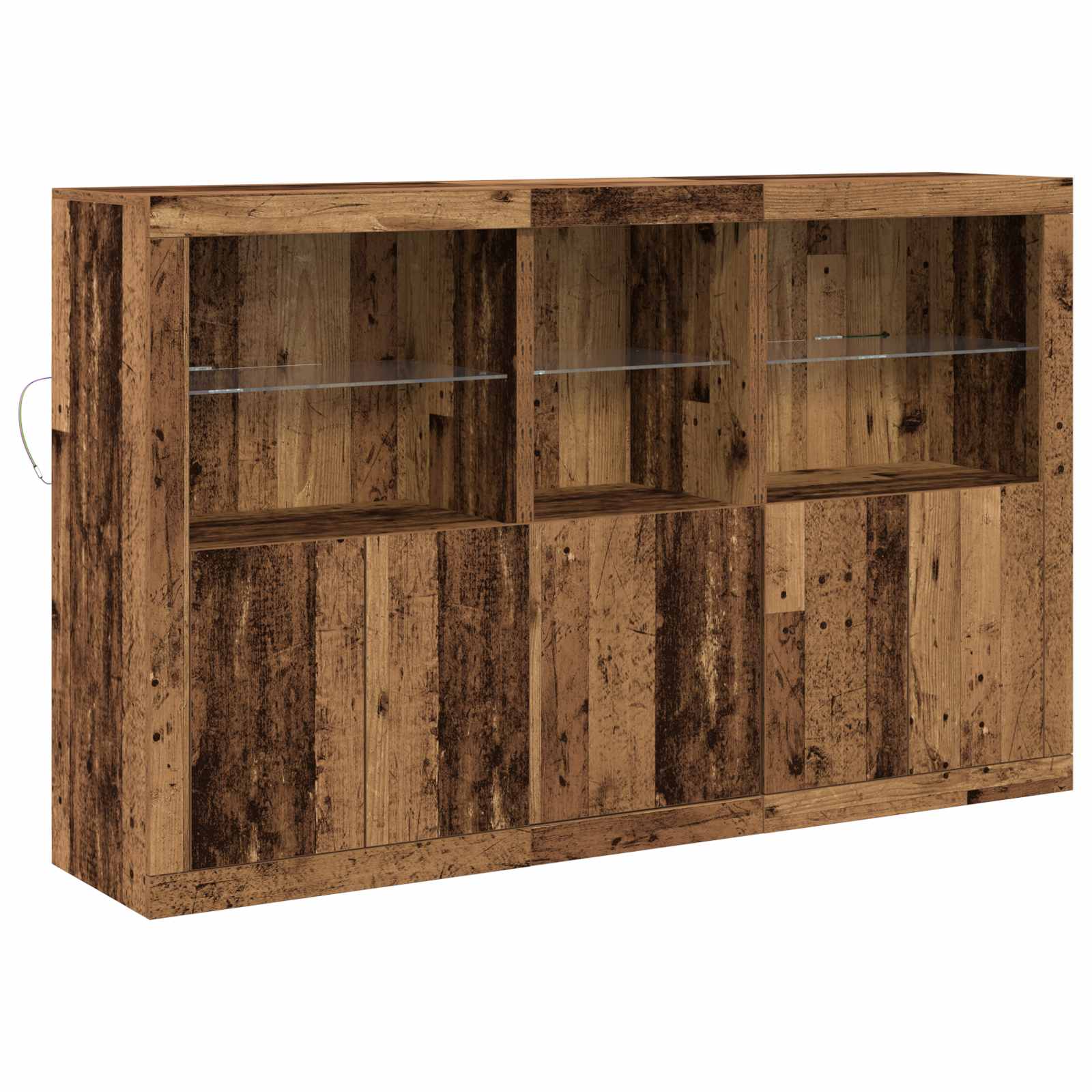 LED Sideboard Oudhout 162 x 37 x 100 cm Bewerkt hout