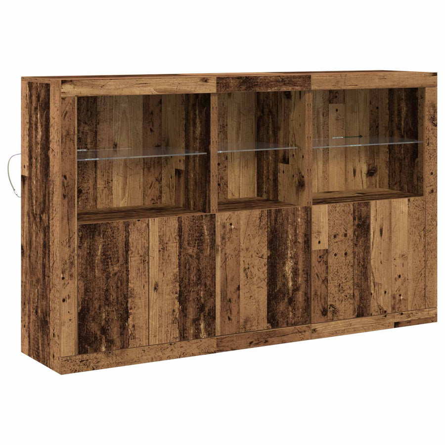 LED Sideboard Oudhout 162 x 37 x 100 cm Bewerkt hout