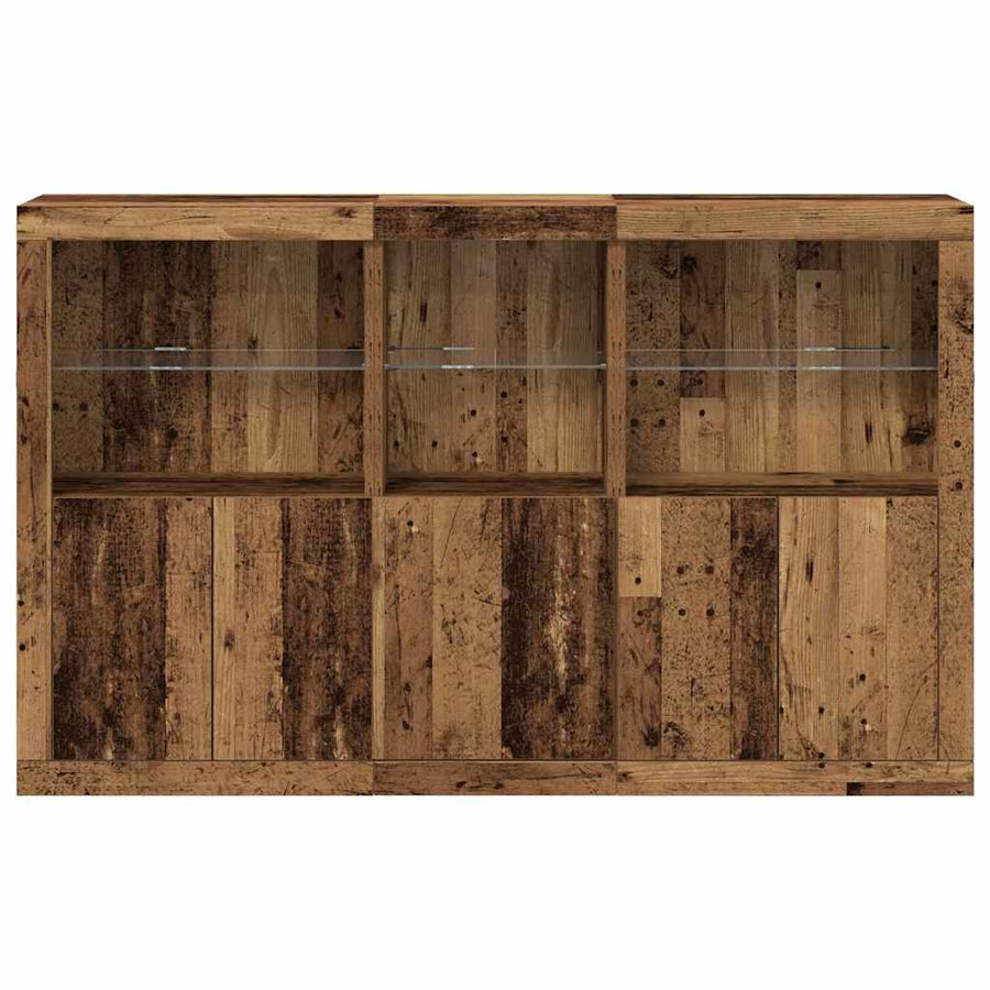 LED Sideboard Oudhout 162 x 37 x 100 cm Bewerkt hout