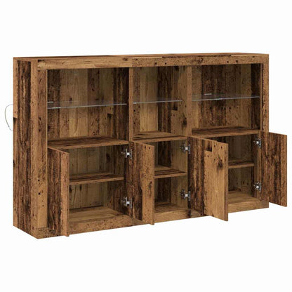 LED Sideboard Oudhout 162 x 37 x 100 cm Bewerkt hout