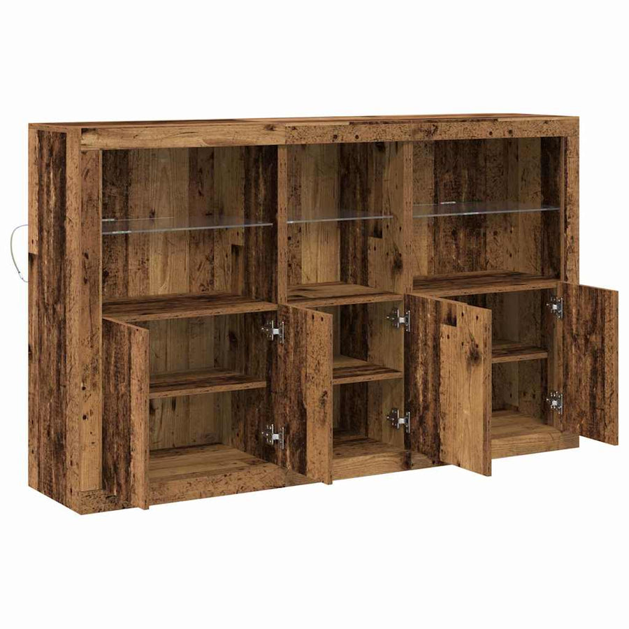 LED Sideboard Oudhout 162 x 37 x 100 cm Bewerkt hout