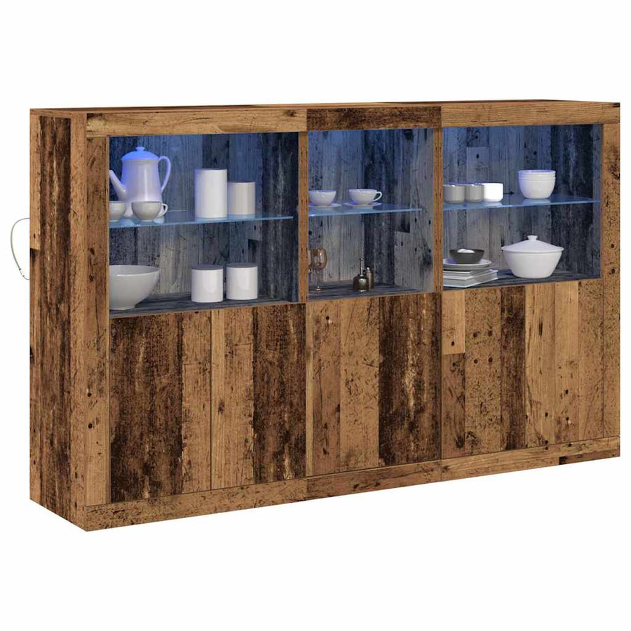 LED Sideboard Oudhout 162 x 37 x 100 cm Bewerkt hout