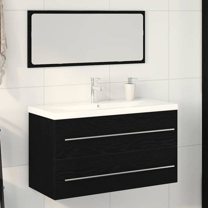 Badkamertenk te kast met lade Wandgemonteerd 3 pcs Zwart Eiken