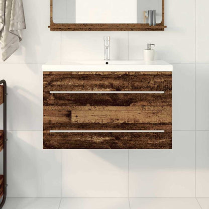 Badkamertenk te kast met lade 2 pcs Oud Hout 80 x 38,5 x 48 cm